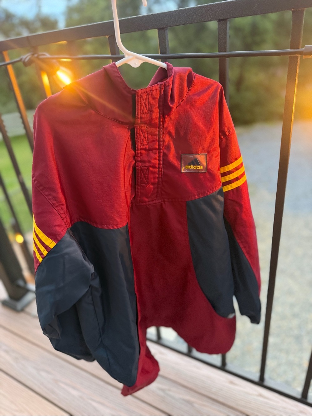 ADIDAS | M 10-12 | Red Navy Pullover Windbreaker Athletic Youth Shell Jacket